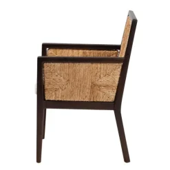 Kirkland's Home Abaca And Mahogany Dining Chair With Arms- Dining Chairs