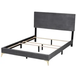 Kirkland's Home Abba Velvet Ribbed Queen Bed Frame- Beds & Headboards