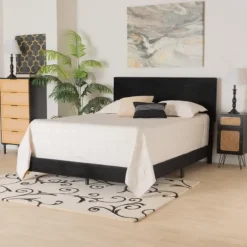 Kirkland's Home Abba Velvet Ribbed Queen Bed Frame- Beds & Headboards