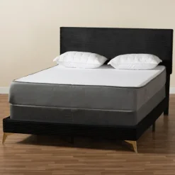 Kirkland's Home Abba Velvet Ribbed Queen Bed Frame- Beds & Headboards