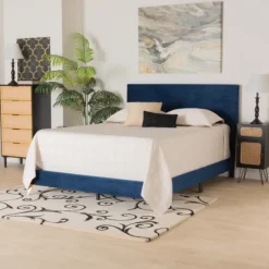 Kirkland's Home Abba Velvet Ribbed Queen Bed Frame- Beds & Headboards