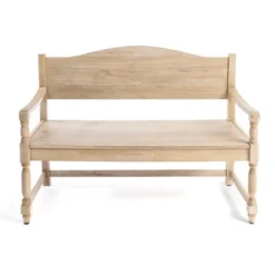 Kirkland's Home Abby Whitewashed Wood Bench- Benches & Ottomans
