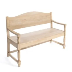 Kirkland's Home Abby Whitewashed Wood Bench- Benches & Ottomans