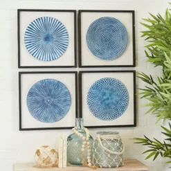 Kirkland's Home Abstract Coastal 4-Pc. Framed Print Set- Wall Plaques