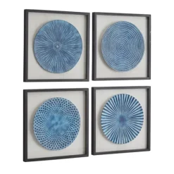Kirkland's Home Abstract Coastal 4-Pc. Framed Print Set- Wall Plaques