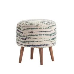 Kirkland's Home Abstract Lines Wood Ottoman Stool- Benches & Ottomans