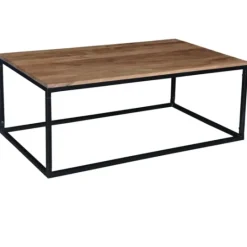 Kirkland's Home Acacia Wood And Black Iron Coffee Table- Coffee Tables