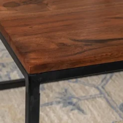 Kirkland's Home Acacia Wood And Black Iron Coffee Table- Coffee Tables