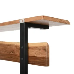 Kirkland's Home Acacia Wood Modern Storage Hooks Hall Tree- Entryway Furniture