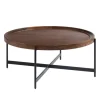 Kirkland's Home Acacia Wood Round Tray Top Coffee Table- Coffee Tables