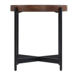 Kirkland's Home Acacia Wood Round Tray Top Side Table- Accent & End Tables
