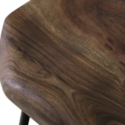 Kirkland's Home Acacia Wood Seat Wrought Iron Base Counter Stool- Bar Stools & Counter Height Stools