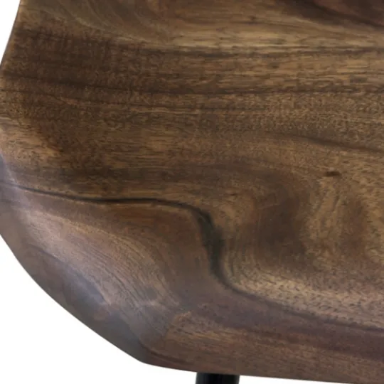 Kirkland's Home Acacia Wood Seat Wrought Iron Base Bar Stool- Bar Stools & Counter Height Stools