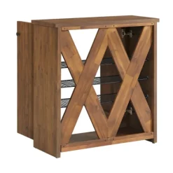 Kirkland's Home Acacia Wood X Back Storage Shoe Cubbie- Entryway Furniture