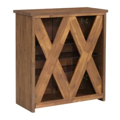 Kirkland's Home Acacia Wood X Back Storage Shoe Cubbie- Entryway Furniture