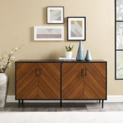 Kirkland's Home Acorn And Black Chevron Door Tv Stand- Tv Stands & Media Consoles