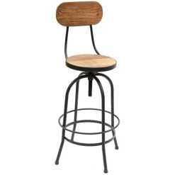 Kirkland's Home Adjustable Wood And Metal Industrial Bar Stool- Bar Stools & Counter Height Stools