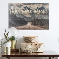 Kirkland's Home Adventure Awaits Wood Art Print- Wall Quotes & Signs