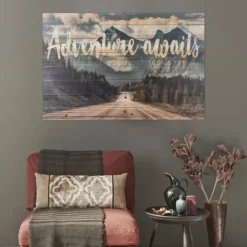 Kirkland's Home Adventure Awaits Wood Art Print- Wall Quotes & Signs