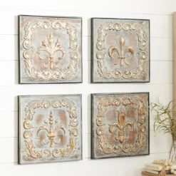 Kirkland's Home Aged Brass Fleur-De-Lis 4-Pc. Panel Wall Art- Wall Plaques