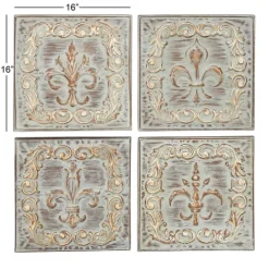 Kirkland's Home Aged Brass Fleur-De-Lis 4-Pc. Panel Wall Art- Wall Plaques