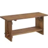 Kirkland's Home Aged Brown Acacia Wood Board Bench- Benches & Ottomans