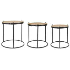 Kirkland's Home Aged Round Wood Top 3-Pc. Accent Table Set- Accent & End Tables