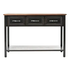 Kirkland's Home Ainsly Distressed Oak Top Console Table- Console Tables