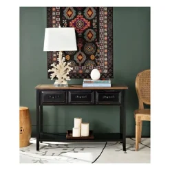 Kirkland's Home Ainsly Distressed Oak Top Console Table- Console Tables