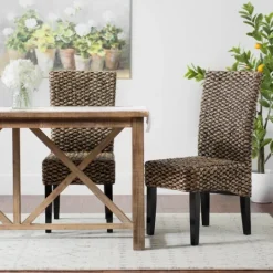 Kirkland's Home Alana Water Hyacinth Parson Chairs, Set Of 2- Dining Chairs