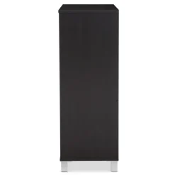 Kirkland's Home Aldrich Black Slatted Shoe Storage Cabinet- Entryway Furniture