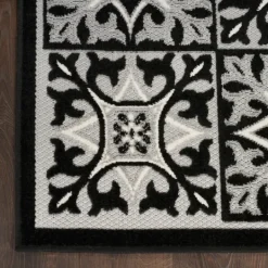 Kirkland's Home Aloha Black Geometric Indoor/Outdoor Area Rug, 5X7- Outdoor Rugs
