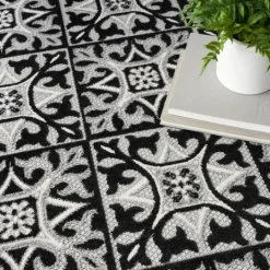 Kirkland's Home Aloha Black Geometric Indoor/Outdoor Area Rug, 5X7- Outdoor Rugs
