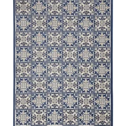 Kirkland's Home Aloha Blue Geometric Indoor/Outdoor Area Rug, 6X9- Outdoor Rugs