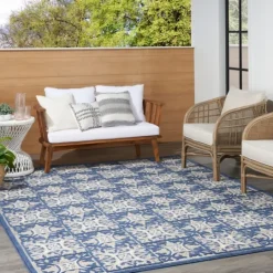 Kirkland's Home Aloha Blue Geometric Indoor/Outdoor Area Rug, 9X12- Outdoor Rugs