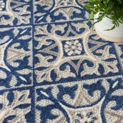 Kirkland's Home Aloha Blue Geometric Indoor/Outdoor Area Rug, 9X12- Outdoor Rugs