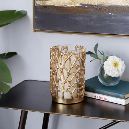 Kirkland's Home Aluminum Coral Hurricane, 8 In.- Candle Holders