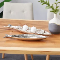Kirkland's Home Aluminum Metallic Fish Trays, Set Of 2- Decorative Trays
