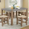 Kirkland's Home Amber Wood Faux Concrete Top Dining Table- Dining Tables