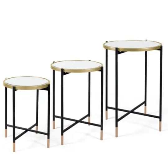 Kirkland's Home Anastasia Mirrored Metal Accent Tables, Set Of 3- Accent & End Tables