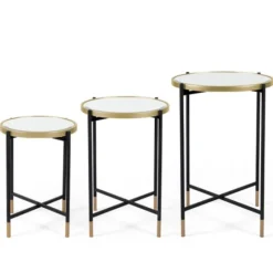 Kirkland's Home Anastasia Mirrored Metal Accent Tables, Set Of 3- Accent & End Tables