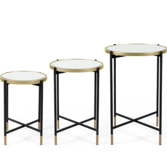 Kirkland's Home Anastasia Mirrored Metal Accent Tables, Set Of 3- Accent & End Tables