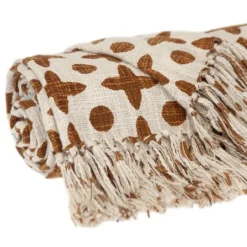 Kirkland's Home And Beige Patterned Fringe Throw- Blankets & Throws
