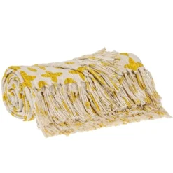 Kirkland's Home And Beige Patterned Fringe Throw- Blankets & Throws