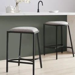 Kirkland's Home And Black Metal Counter Stools, Set Of 2- Bar Stools & Counter Height Stools