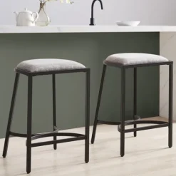 Kirkland's Home And Black Metal Counter Stools, Set Of 2- Bar Stools & Counter Height Stools