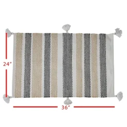 Kirkland's Home And Black Stripe With Tassel Outdoor Area Rug- Outdoor Rugs