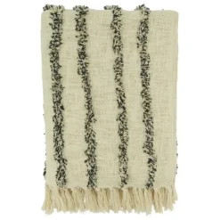 Kirkland's Home And Black Tufted Lines Throw- Blankets & Throws
