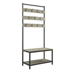 Kirkland's Home And Black Wood Bench Hall Tree- Entryway Furniture