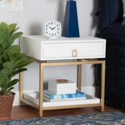Kirkland's Home And Gold 1-Drawer Nightstand- Nightstands